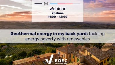 Webinar – Geothermal energy in my back yard: tackling energy poverty with renewables, June 25, 2020