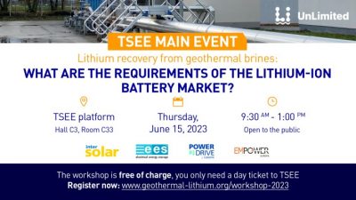 Workshop on lithium extraction from geothermal brine, 15 June 2023, Munich, Germany