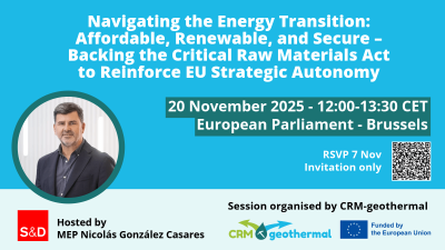 Registration open – Session on CRM extraction from geothermal fluids at European Parliament