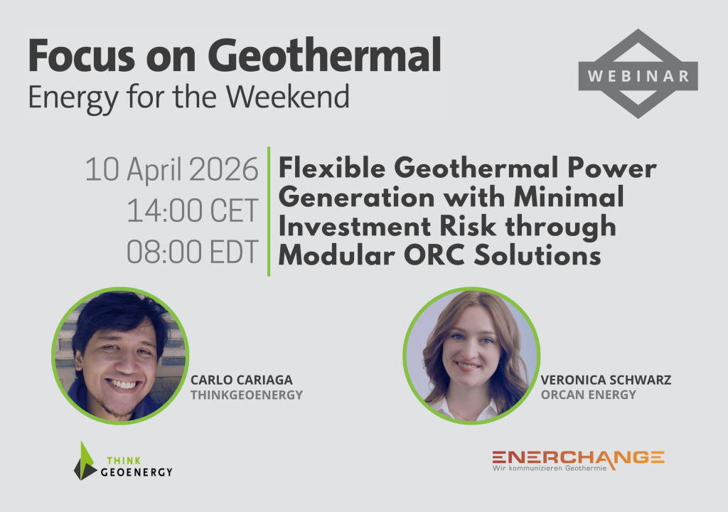 Webinar – Enabling geothermal power generation with modular ORC solutions, 10 April 2026